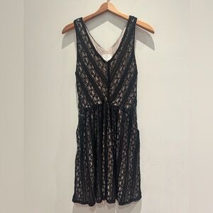 Moulinette Soeurs Black Lace V-Back Dress w/ Pockets